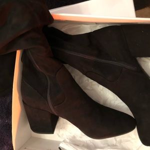 Thigh high suede boots